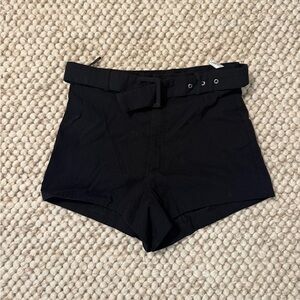 Zara Black High-Waist Belted Shorts